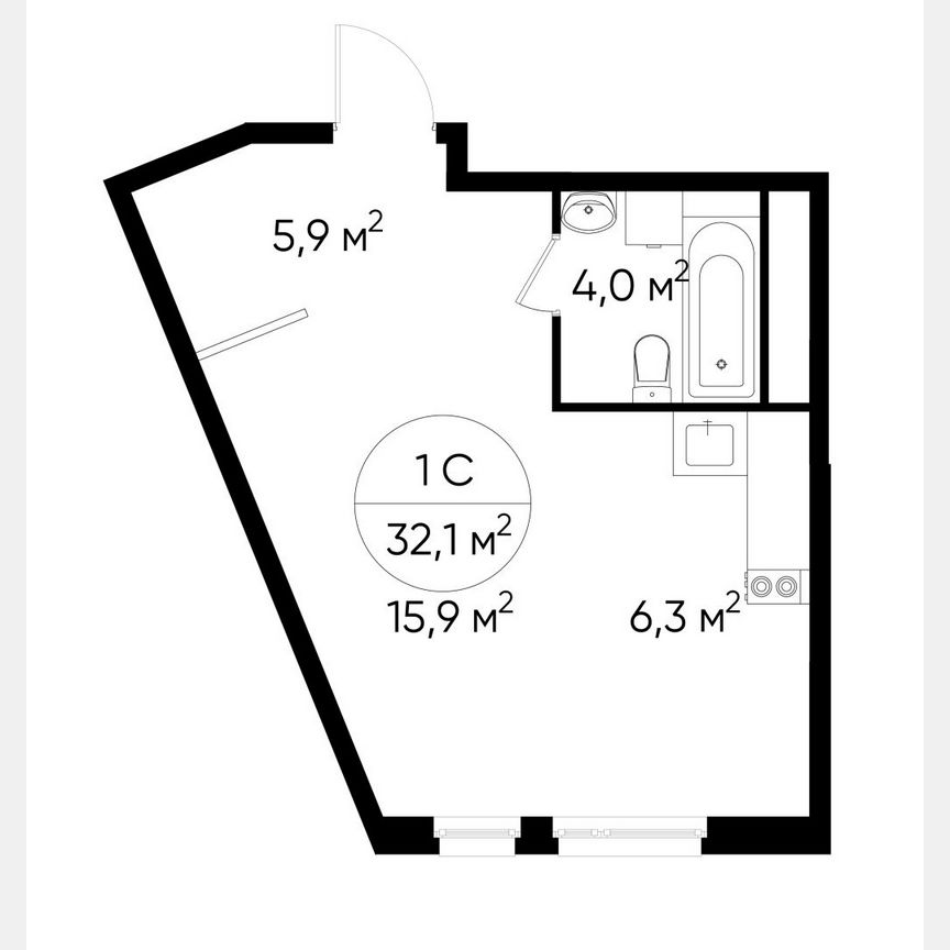 Квартира-студия, 32,1 м², 14/17 эт.