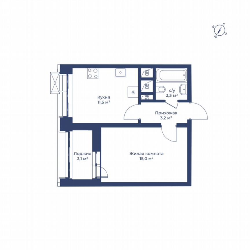 1-к. квартира, 34,6 м², 8/11 эт.