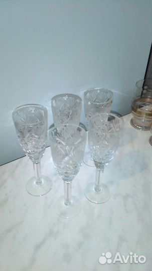 Фужеры хрустальные СССР 5шт
