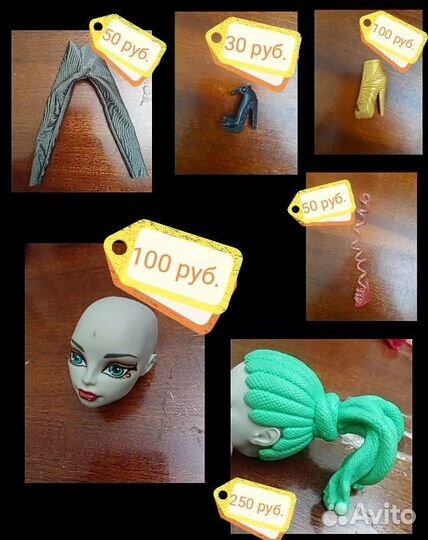 Оригинальные туфли, голова, причёска от куклы