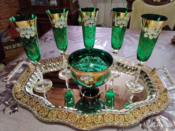 Фужеры Богемия,лепка смальта