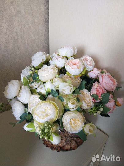 Искусственные пионы шелк и вазы