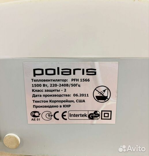 Керамический тепловентилятор Polaris