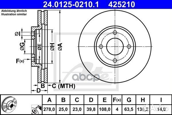 Диск тормозной передний вент.(278x25) 4отв. 24