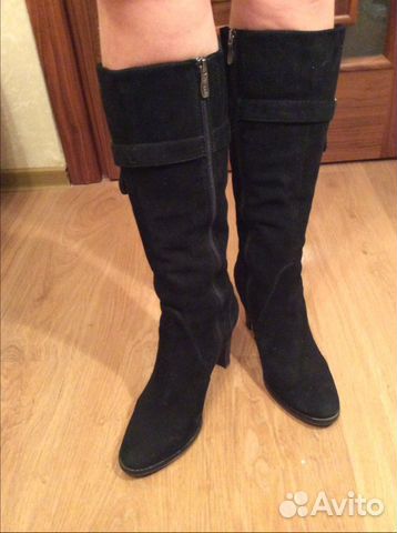 Новые, черные замшевые зимние сапоги, 39р