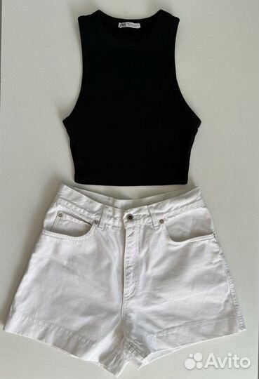 Топ zara + джинсовые шорты