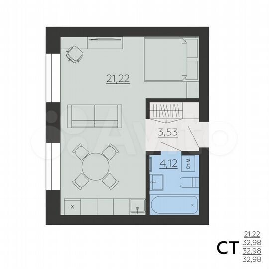 1-к. квартира, 33 м², 3/6 эт.