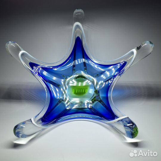 Большая винтажная ваза фруктовница Богемия