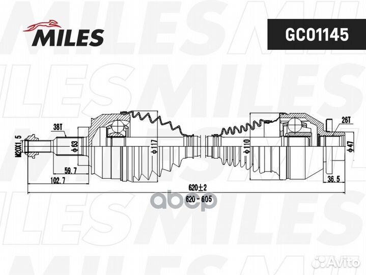 Привод в сборе VW T5 2.5TDI 03-09 пер.лев. GC01145