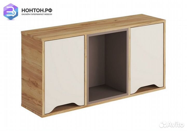 Полка навесная Rich дуб крафт золотой / миндаль