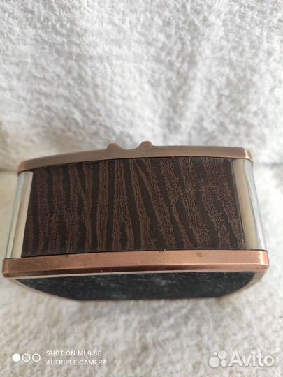 Винтажная пепельница, медь, кожа, нержавейка
