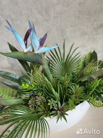 Композиция из искусственной зелени флорарриум