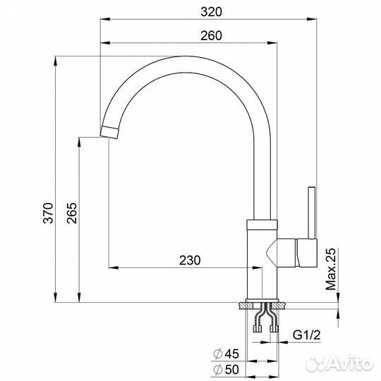 Смеситель для кухни point PN3101 черный/хром PN3101B