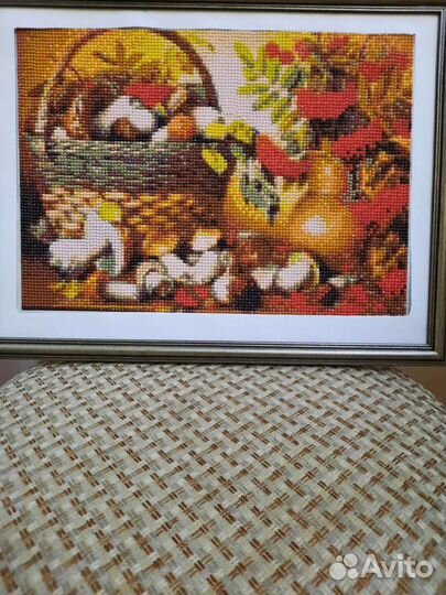 Картина грибное лукошко алмазная мозайка