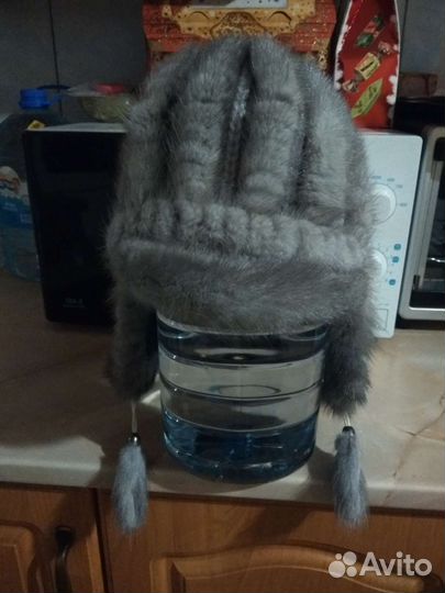 Шапка норковая вязаная женская