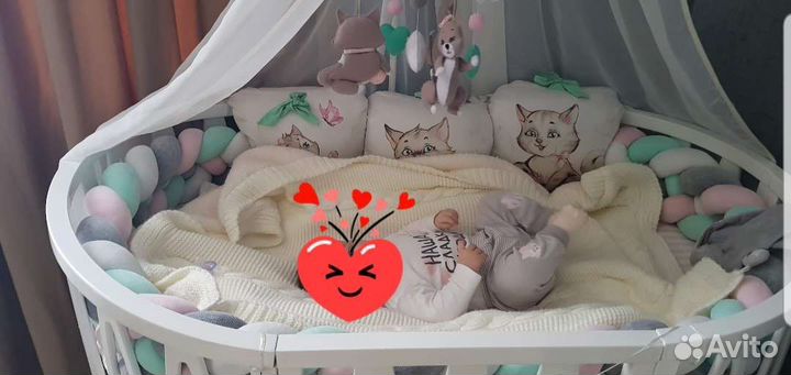 Бортики в детскую кроватку косичка