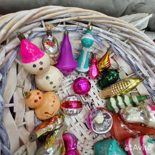 Ёлочные игрушки СССР: подвесные, домики и др