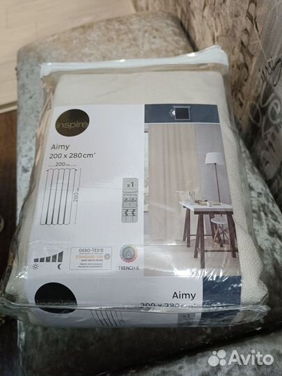 Штора блэкаут Inspire Aimy 200x280см серо-бежевая