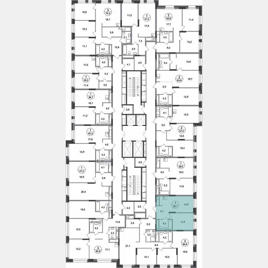 1-к. квартира, 36,1 м², 19/20 эт.