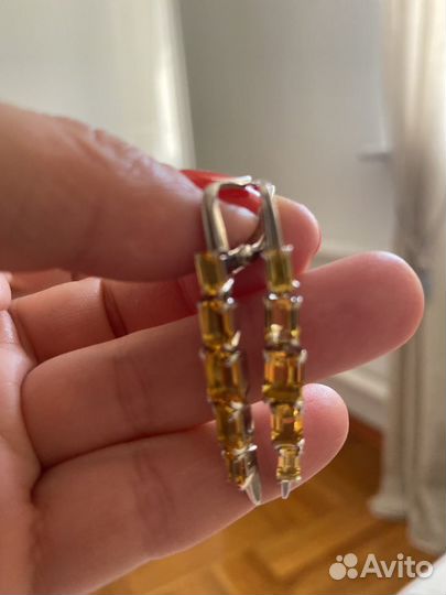 Серьги серебро с цитрином