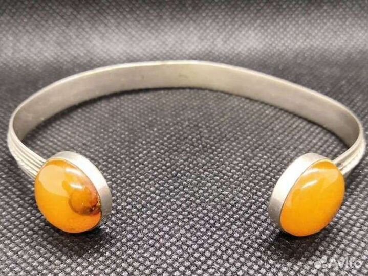 Браслет СССР Мельхиор Янтарь