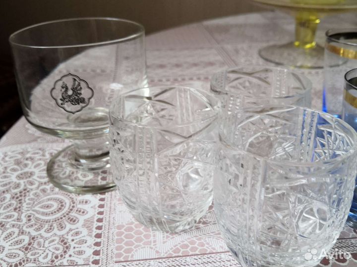 Рюмки цветное стекло, синее, розовое СССР