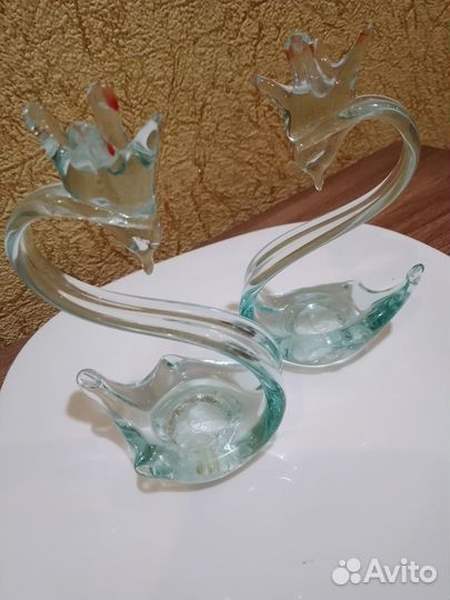 Сувенир пара стеклянных лебедей СССР
