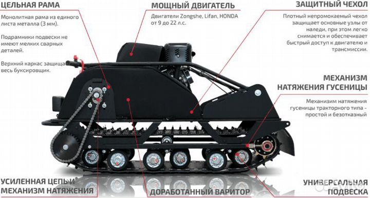 Мотобуксировщик норка 500 compact 17 л.с