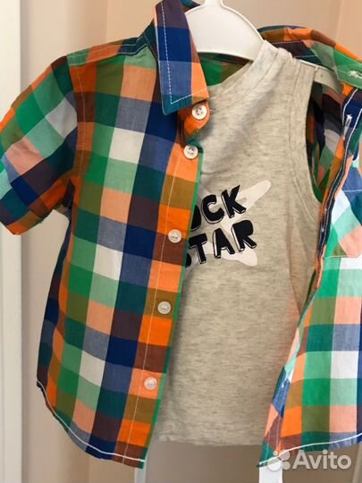 Новая детская рубашка с короткими рукавами и майка