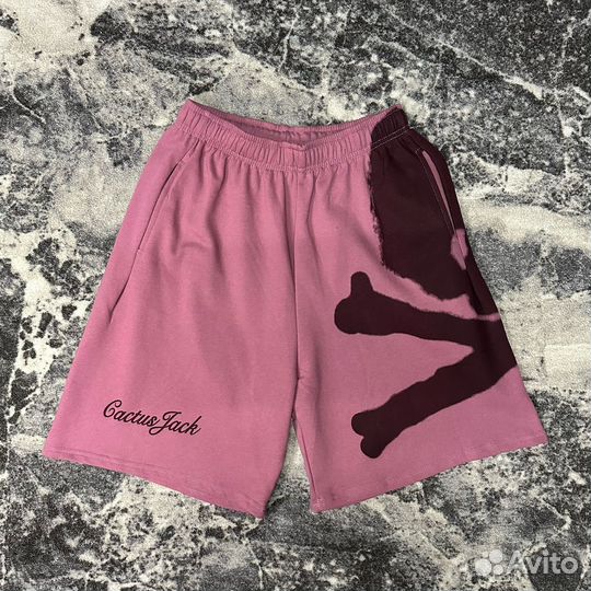 Шорты Mastermind Travis Scott череп розовые