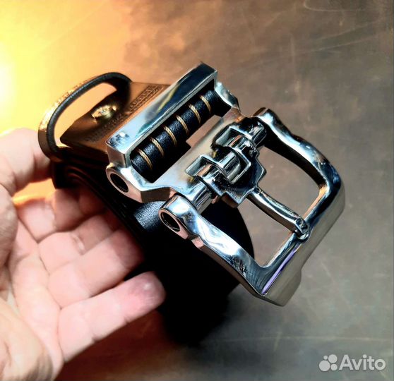 Настоящий кожаный ремень ручной работы