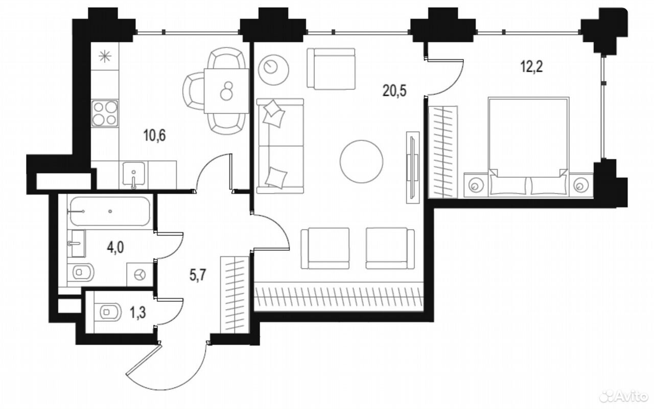 2-к. квартира, 54,4 м², 9/21 эт. на продажу в Москве | Купить квартиру ...