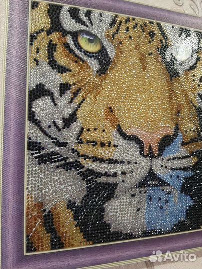 Тигр алмазная мозаика готовая работа