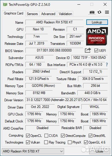 Asus AMD Radeon RX 5700 XT Dual EVO OC