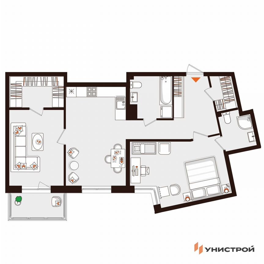 2-к. квартира, 78,7 м², 2/5 эт.