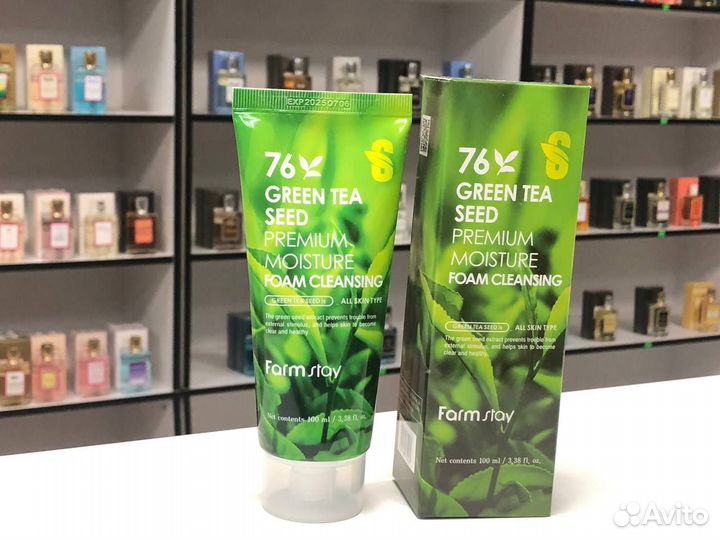 Пенка очищающая FarmStay, с семенами зелёного чая
