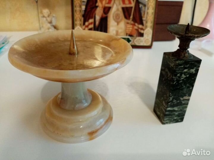 Подсвечник натур. камень Оникс