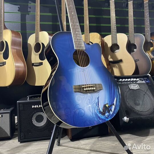 Elitaro E4020 Wave акустическая гитара с принтом