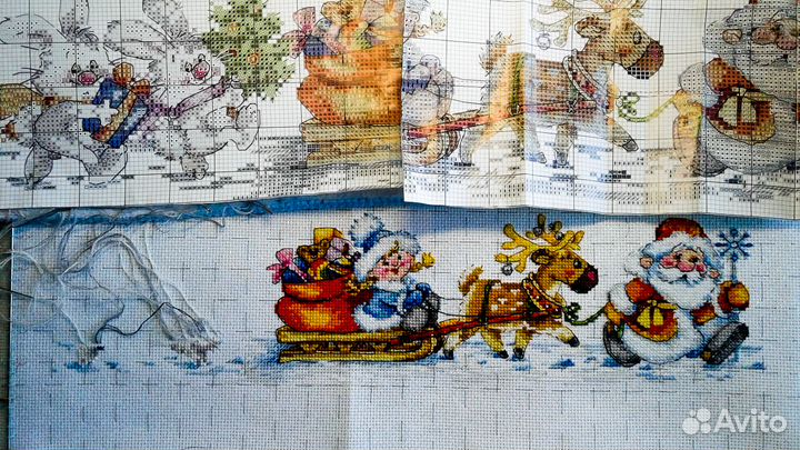 Вышитая крестом картина С Новым Годом, В раме