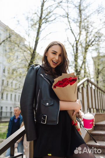 15 красных роз 50см. Свежие розы