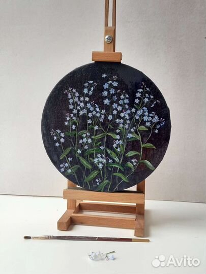 Картина маслом незабудки