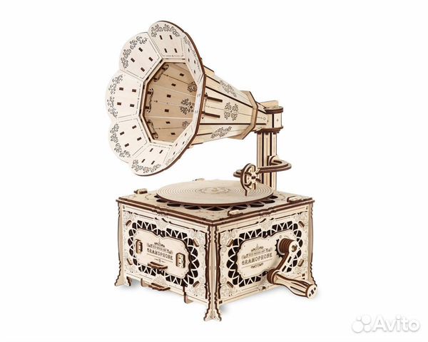 Сборная деревянная модель «Антикварный граммофон»