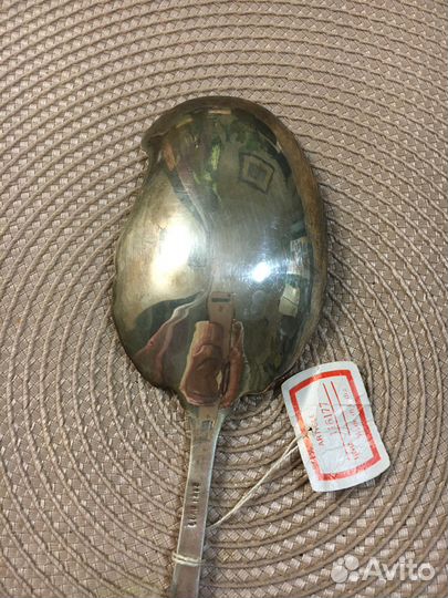 Ложка салатная латунь серебрение Индия винтаж