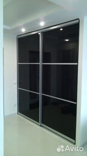 Двери купе с чёрным стеклом шк-164