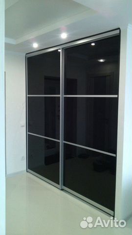 Двери купе с чёрным стеклом шк-164