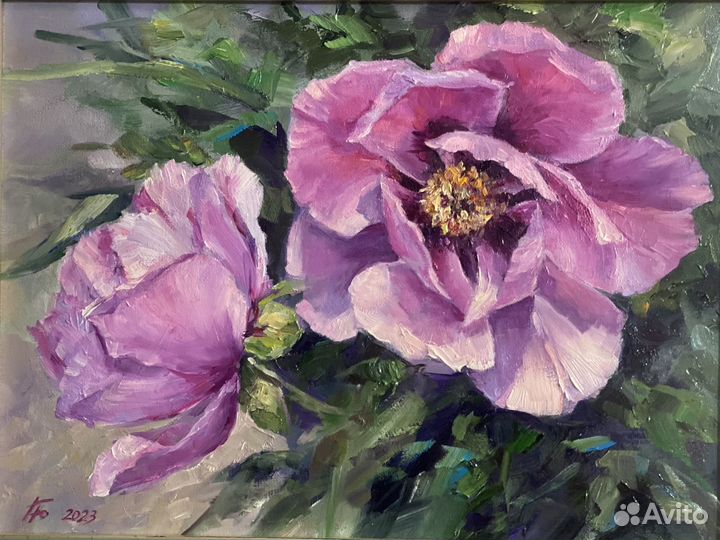 Картина маслом Пионы