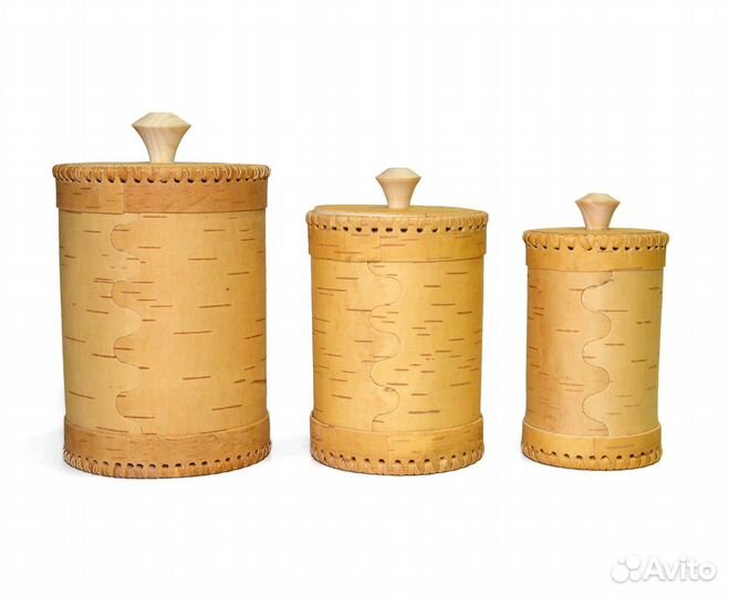Набор из 3-х чистых туесов из бересты