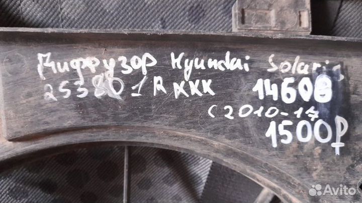 Диффузор радиатора Hyundai Solaris С 2010 По 2017