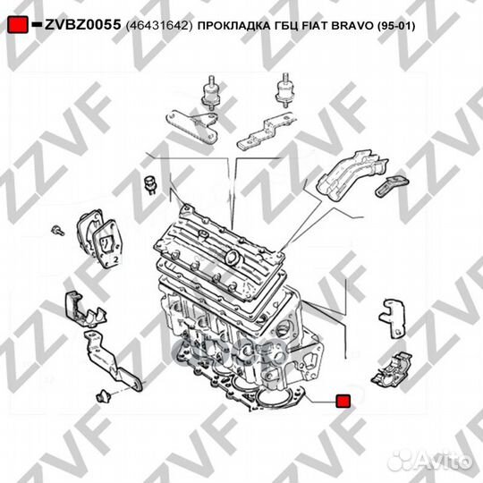 Прокладка гбц fiat bravo (95-01) 46431642 zvbz0