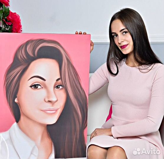 Портрет на холсте по фото (разные размеры)